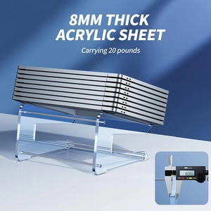 Vertical transparent acrylic laptop stand made of 8mm thick sheet with 20lb load capacity