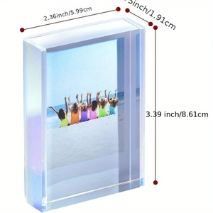 Rainbow acrylic mini photo frame 2.36x3.39 inch with thick iridescent edges for desk