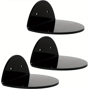 Lot de 3 étagères murales en acrylique noir pour babyphones et enceintes avec trous