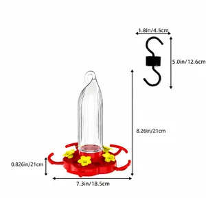 Detailed size chart of 16oz pumpkin hummingbird feeder with height and base dimensions