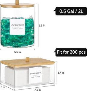 Spécifications de taille pour l'ensemble bac à capsules de lessive et boîte à lingettes