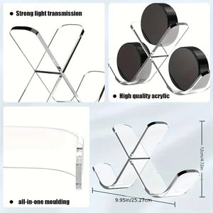 Clear acrylic triple hockey puck display case with high transparency and cross structure