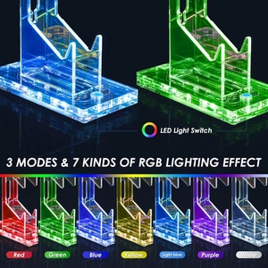 3-tier acrylic RGB LED gaming stand for controllers and headsets with 7 light colors