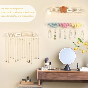 Wall-mounted acrylic jewelry organizer for necklaces and hair accessories display