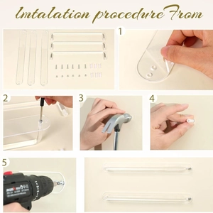 Installation guide for clear acrylic headband storage rack with metal rods and screws