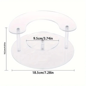 Two-tier clear acrylic display stand with circular base for perfumes and figures