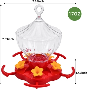 Detailed size specifications of the 17oz pumpkin hummingbird feeder with 5 feeding ports