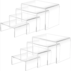 Acrylic Display Risers Clear U-Shaped Showcase Stands For Jewelry Collectibles Cupcakes Desserts Transparent Organizers