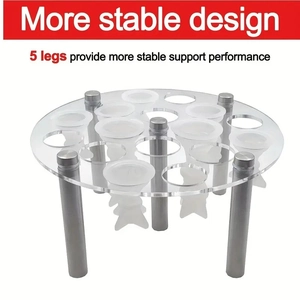 Detailed view of square acrylic chess mold stand with five stable stainless steel support legs