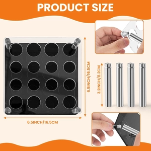 Square 16-hole acrylic holder for DIY candle making with dimensions 6.5x6.5x3.2 inches