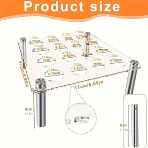 Clear acrylic square stand for game pieces and candle molds with size specifications