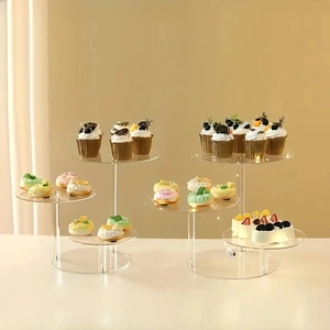 3-tier clear acrylic round cupcake stand for wedding and birthday party dessert displays
