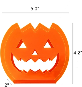 Orange pumpkin acrylic napkin holder dimensions 5.0 by 4.2 by 2.0 inches for cafes