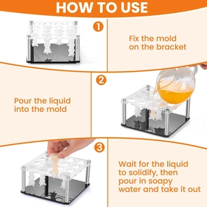 Three-step guide for using the acrylic mold holder to create DIY game pieces