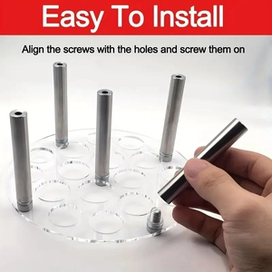 Detailed guide showing easy installation of acrylic chess piece stand with metal pillars