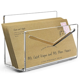 Clear Acrylic Mail Organizer Desktop Sorter V-Shape Letter Holder For Envelopes Bills Bills Cards Office Stationery Storage