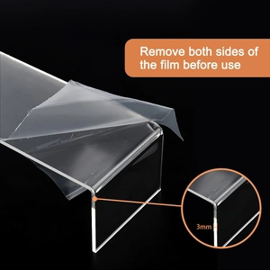 Five-piece set of U-shaped clear acrylic display stands with 3mm thickness detail