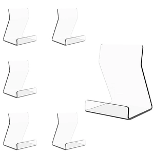 6-piece set of clear acrylic display stands in a stable L-shaped design for books and plates