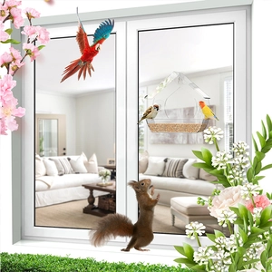 Mangeoire à oiseaux en acrylique transparent avec ventouses pour fenêtre extérieure