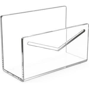 Minimalist clear acrylic mail organizer and desktop letter sorter with a sleek U-shaped design