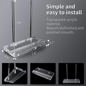 Transparent acrylic display stand for books and tablets with thick base dimensions
