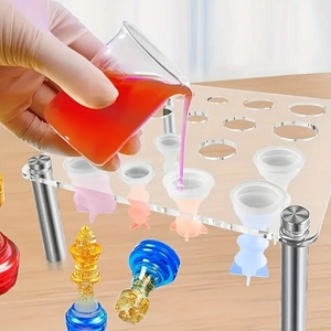 DIY chess piece silicone mold set with clear acrylic support stand for resin casting