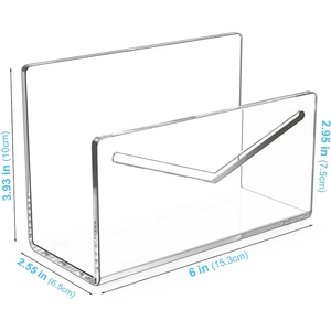 Clear acrylic mail organizer and letter sorter with V-cut design and size dimensions