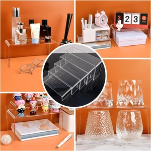 Clear acrylic U-shaped risers set for perfume, cosmetics and cupcake display storage