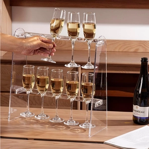 Modern 2-tier clear acrylic champagne glass holder for wedding party and bar events