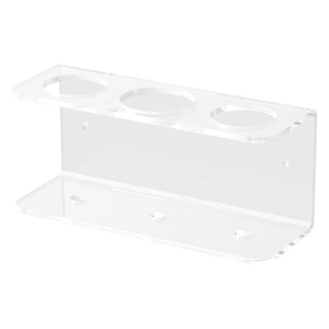 Wall-mounted clear acrylic electric toothbrush holder with three circular slots