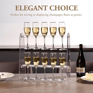 Two-tier clear acrylic champagne flute holder stand for weddings and parties