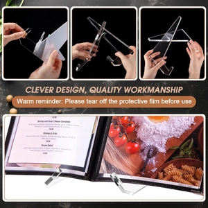 Transparent acrylic cookbook and display stand with sleek two-piece interlocking design