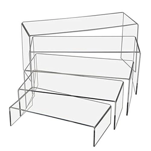 5-piece set of clear acrylic U-shaped display stands for jewelry and cupcake presentation