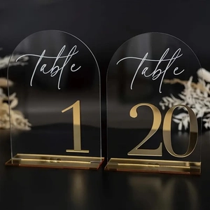 Acrylic Arch Table Numbers With Gold Mirror Base Clear Arched Table Signs For Wedding Banquet Event Table Decor Number Set