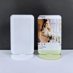 Detail of minimalist acrylic photo frame with Instagram style UV print and stand