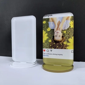 Customizable acrylic photo plaque with Instagram style frame and round base holder
