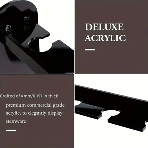 Detail view of 4mm thick deluxe black acrylic stemware rack for party champagne glasses