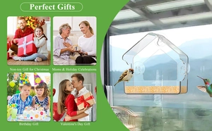 Clear acrylic window bird feeder with strong suction cups for multiple gift occasions