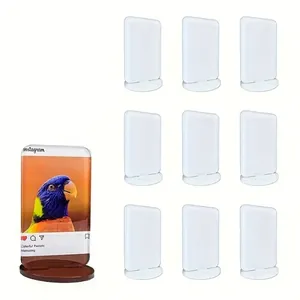 Set of 3 minimalist acrylic sublimation photo frames with oval bases and clear panels