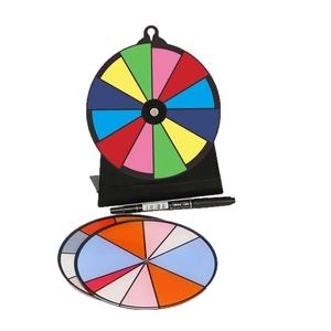 Colorful spinning prize wheel set with adjustable tripod stand and dry erase marker