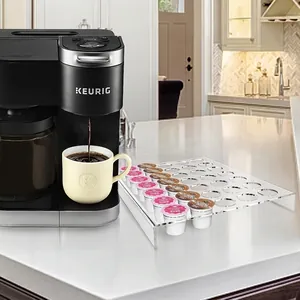 Transparent acrylic 35-hole coffee pod holder display rack for K-Cup storage and organizer