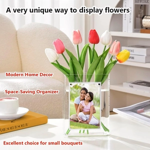 Nordic acrylic book-shaped photo frame vase for stylish home tabletop decoration