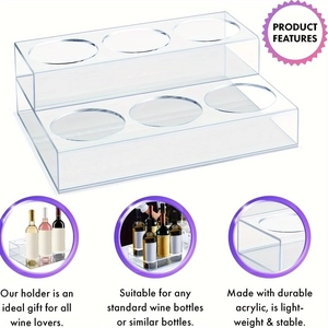 Modern 2-tier clear acrylic wine rack organizer for tabletop bottles display