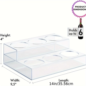 2-tier clear acrylic wine rack organizer for 6 bottles with 14-inch tiered structure