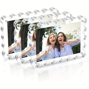 Modern wavy acrylic photo frame with 6-7 inch transparent magnetic desktop display stand