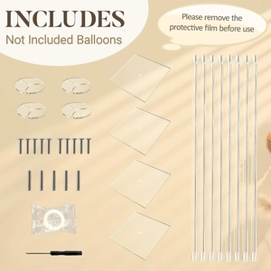 Detailed accessory kit of 31.5-inch acrylic balloon stands with base and screws