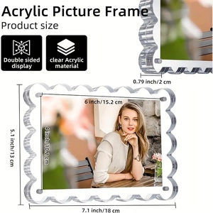 7x5 inch wavy acrylic magnetic picture frame with 20mm thickness and clear double-sided view