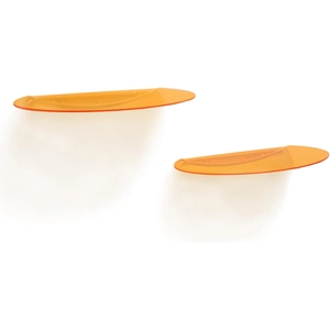 Set van 2 zwevende acryl planken in transparant oranje voor wanddecoratie en opslag