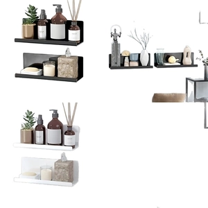 Minimalist white acrylic floating wall shelves set for bathroom and kitchen storage