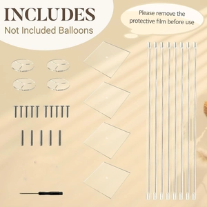 31.5 inch acrylic balloon stand set for table centerpieces with 4 square bases and tools